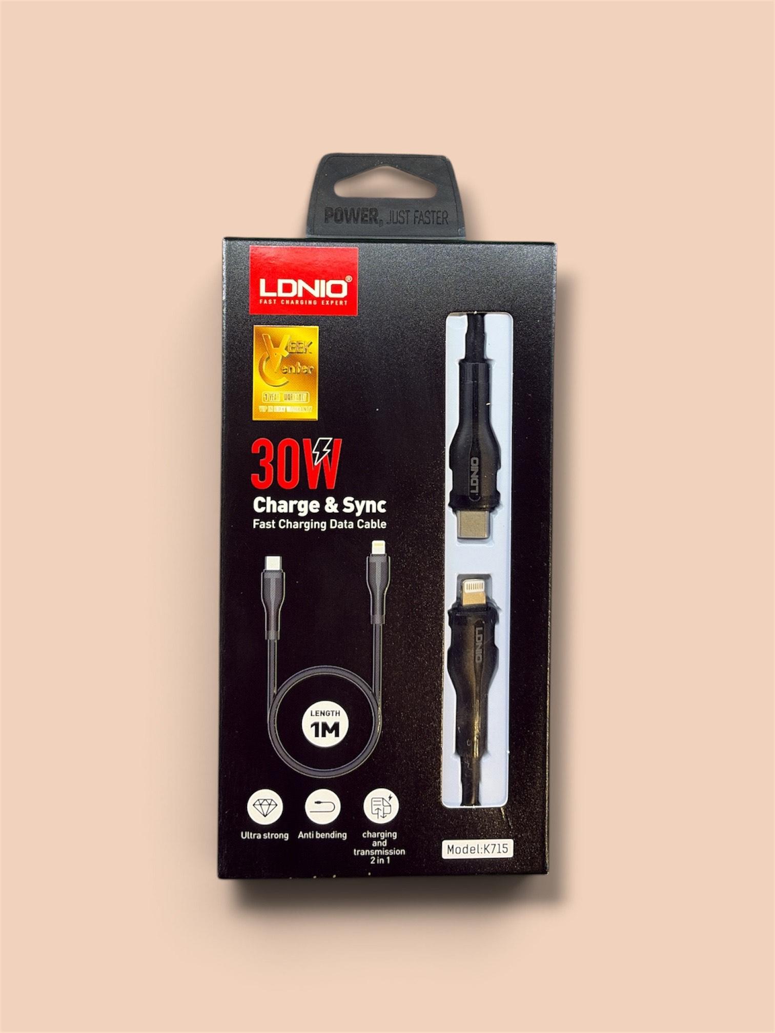LDNIO K715 Type-C to Lightning 30W Fast Charging & Data Cable (1M)